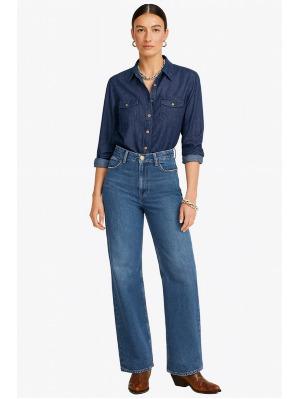 Soft Wash Denim Chambray Shirt Blue Long Sleeve Jean Shirt Banana Republic Small - Picture 3 of 10